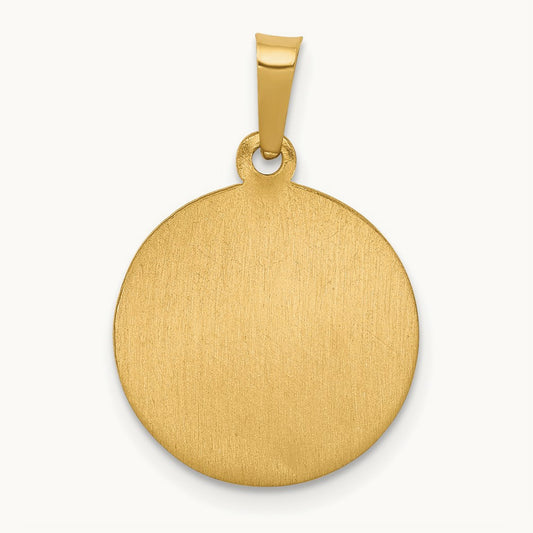 Polished and Satin St Theresa Medal Hollow Pendant, 14K