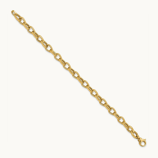 Polished Fancy Link Bracelet, 14K