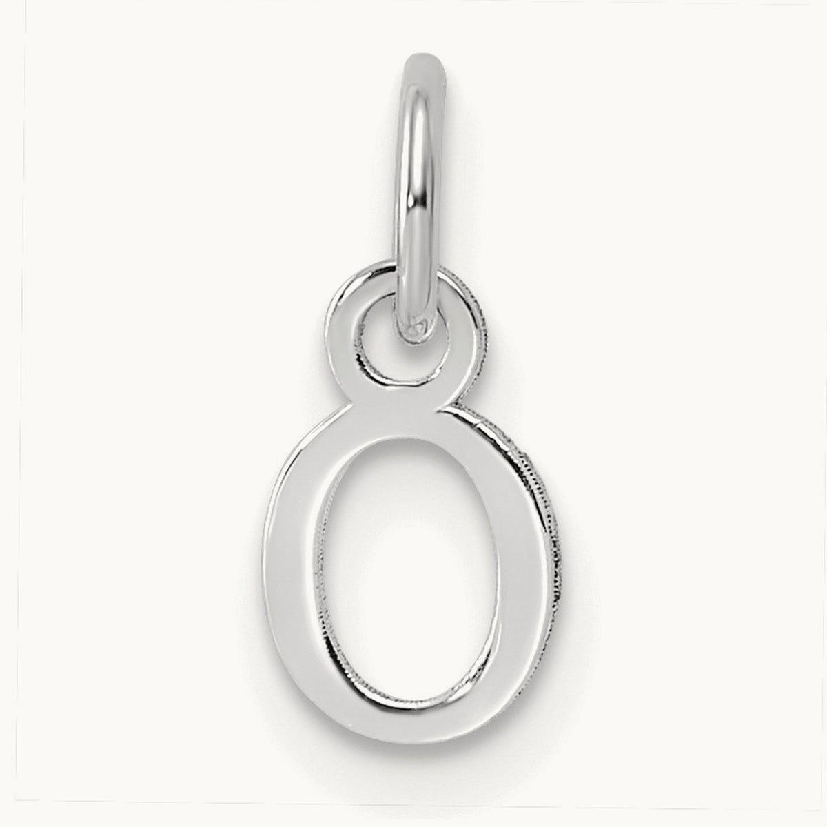 Cutout Letter O Initial Pendant, 14K White Gold