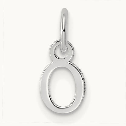 Cutout Letter O Initial Pendant, 14K White Gold