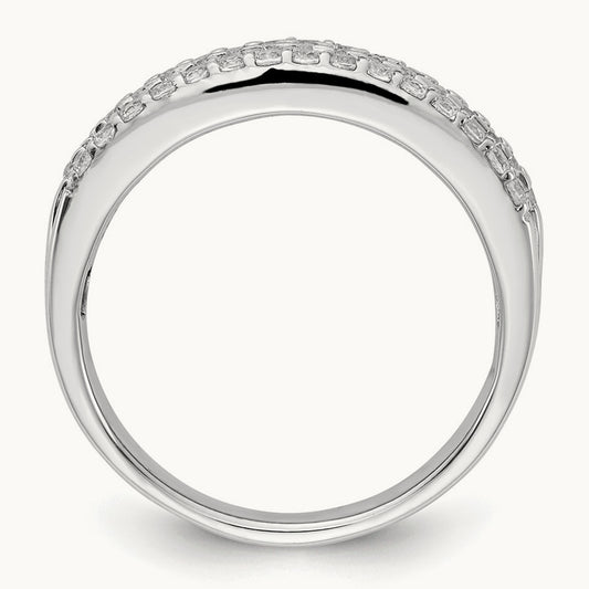 3-row Diamond Band, 14K White Gold
