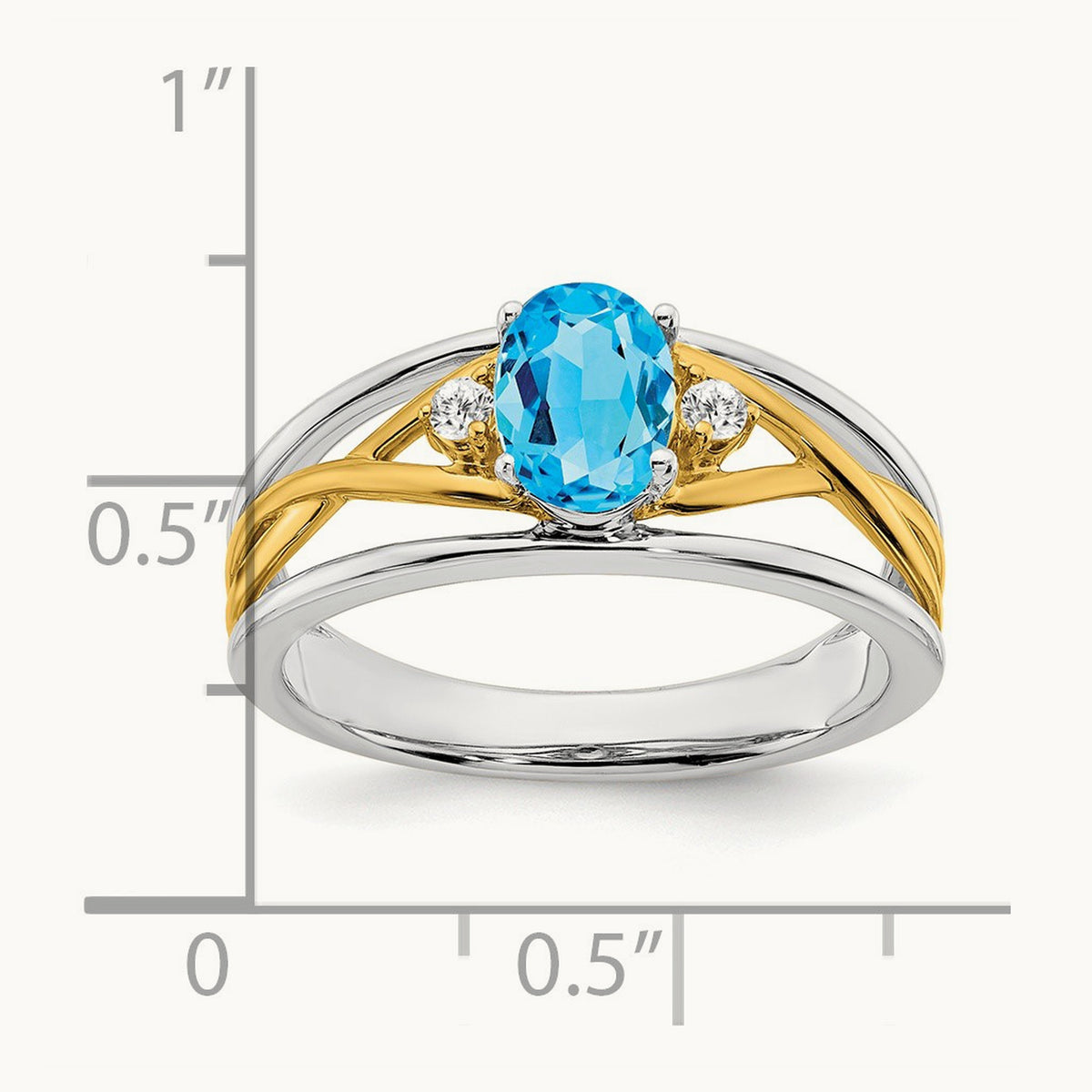 Blue Topaz and Diamond Ring, 14K Two-tone
