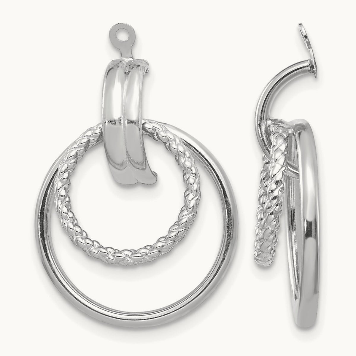 Polished & Twisted Fancy Earring Jackets — 14K White Gold