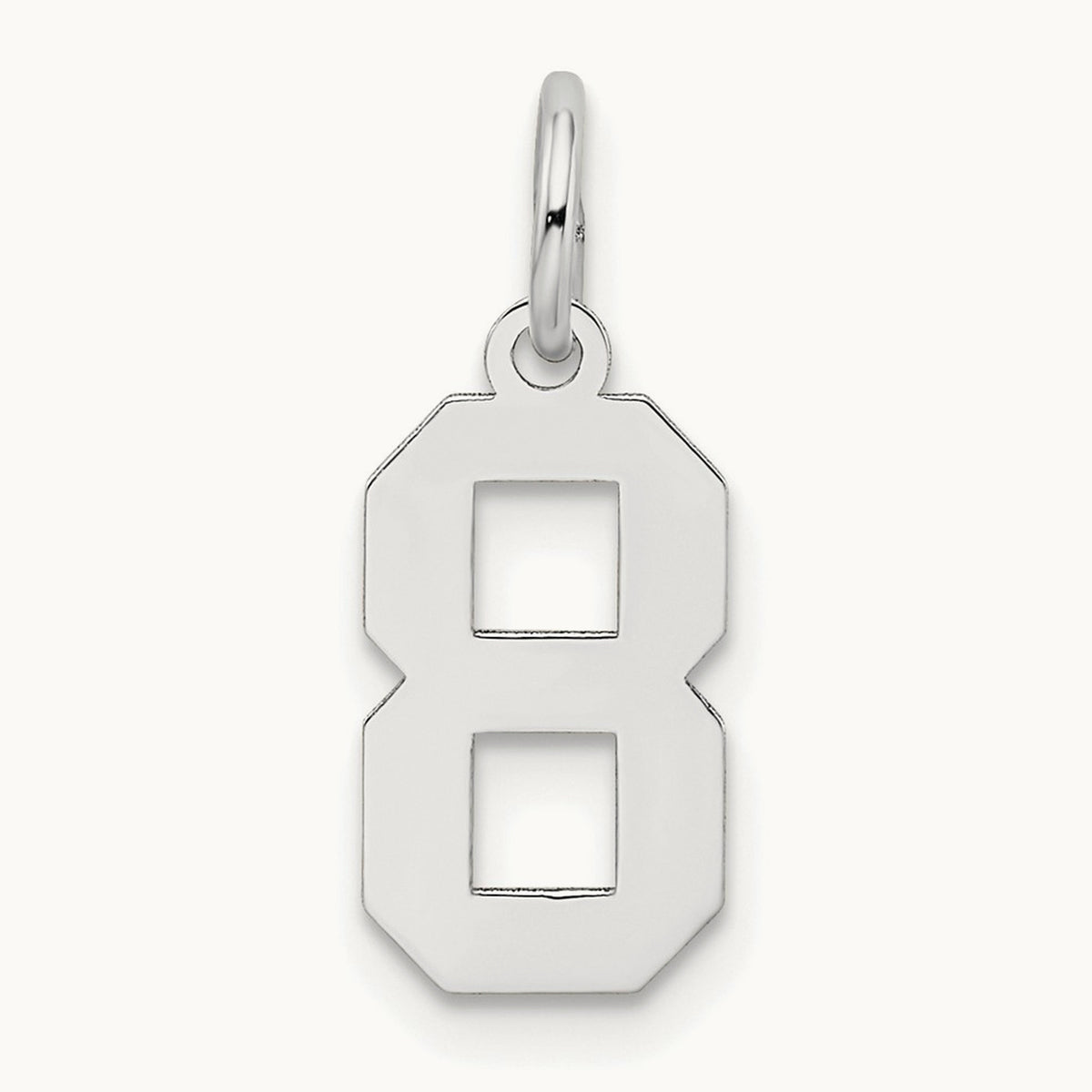 Small Satin Number 8 Charm — 14K White Gold