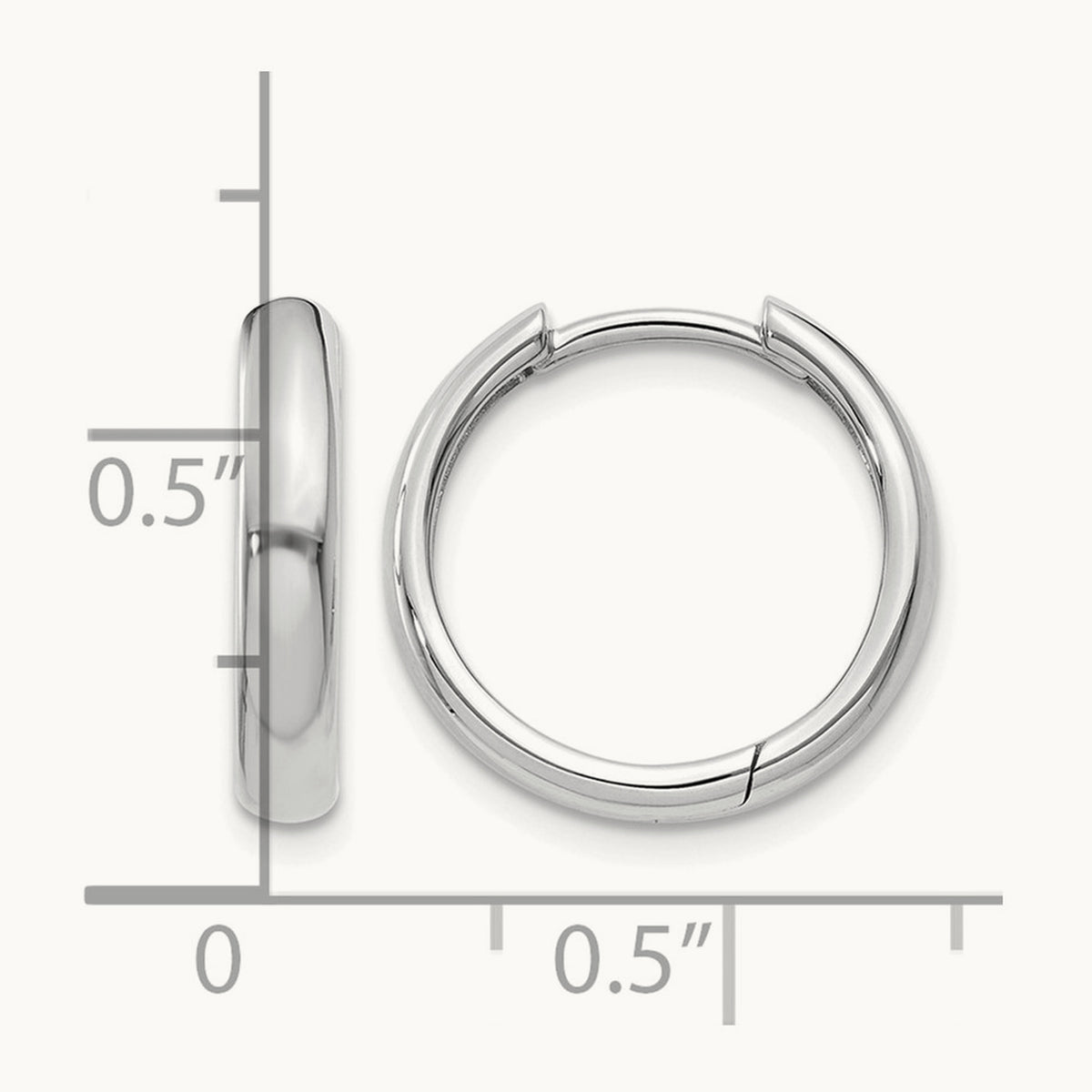 Round Hinged Hoop Earrings, 14K White Gold