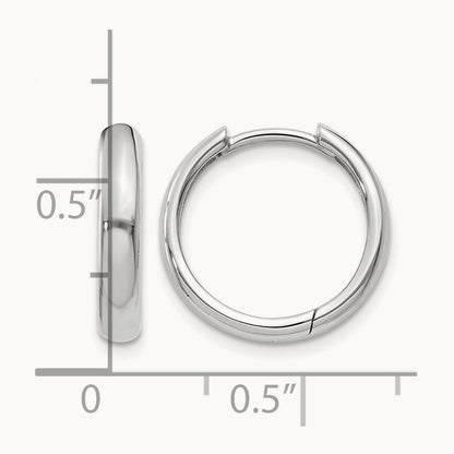 Round Hinged Hoop Earrings, 14K White Gold