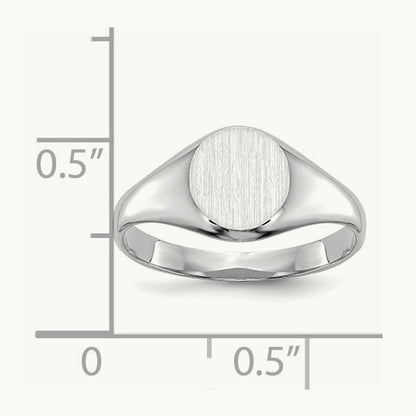 Childs Closed Back Signet Ring, 14K White Gold