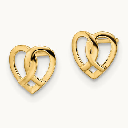 Heart Post Earrings, 14K