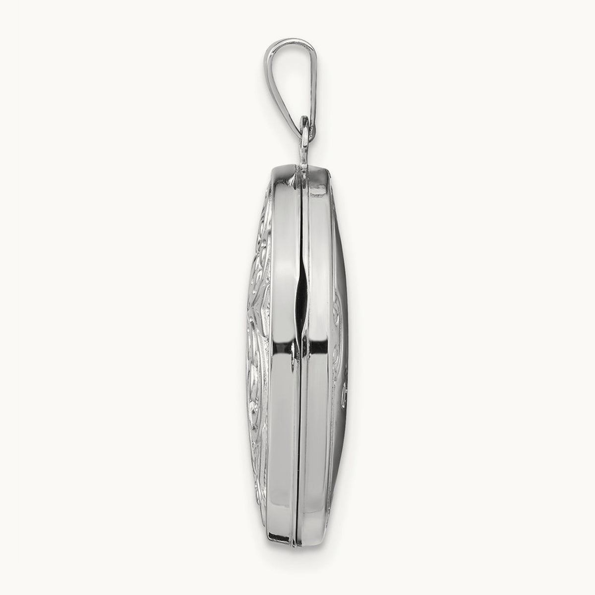 Polished Reversible Love You Always Oval Locket, 14K White Gold