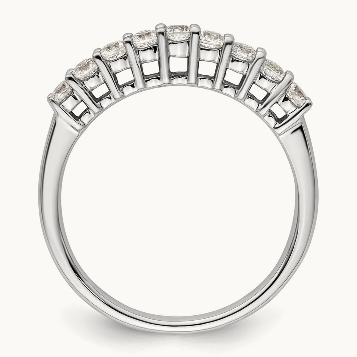 9-Stone Diamond Band, 14K White Gold