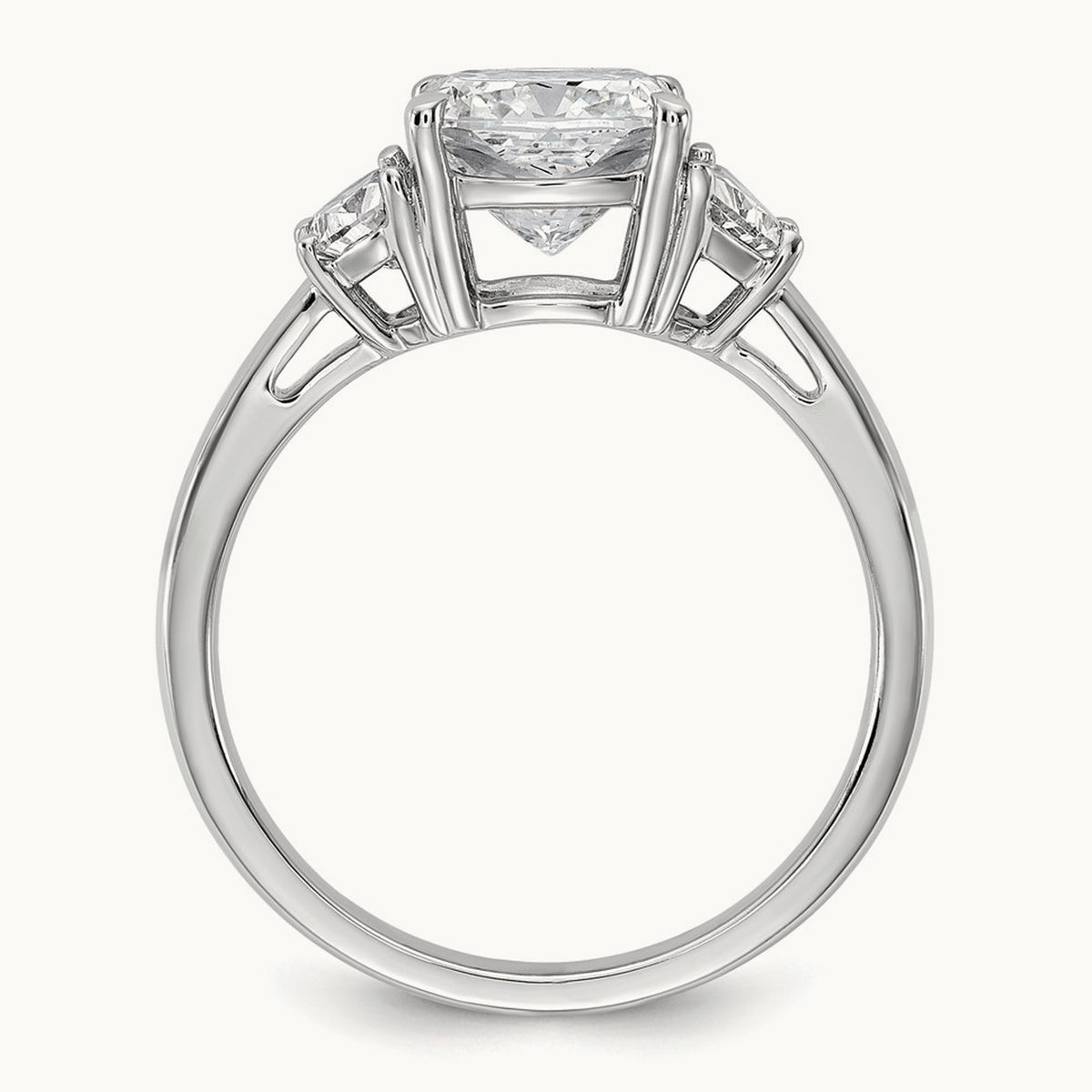 1/2ct Lab Grown Dia VS/SI+ G+ Half Moon&2ct Cushion Semi Eng Ring, 14K White Gold