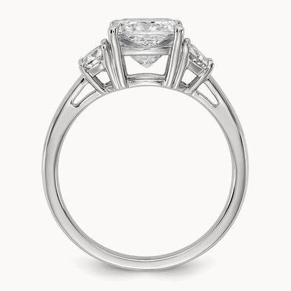 1/2ct Lab Grown Dia VS/SI+ G+ Half Moon&2ct Cushion Semi Eng Ring, 14K White Gold