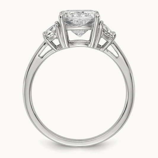 1/2ct Lab Grown Dia VS/SI+ G+ Half Moon&2ct Cushion Semi Eng Ring, 14K White Gold