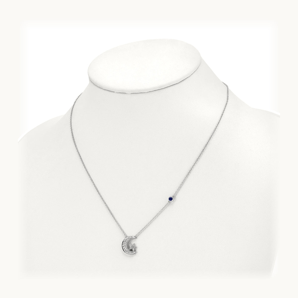 With Created Sapphire Moon/Star Necklace, 0.20 ct tw Lab-Grown Diamond
