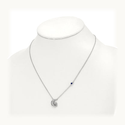 With Created Sapphire Moon/Star Necklace, 0.20 ct tw Lab-Grown Diamond