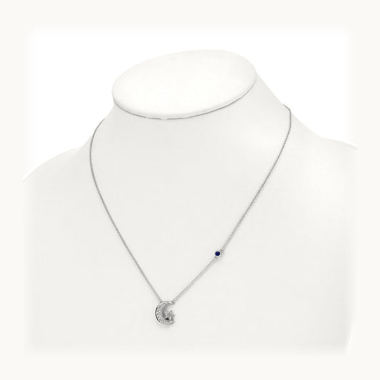 With Created Sapphire Moon/Star Necklace, 0.20 ct tw Lab-Grown Diamond