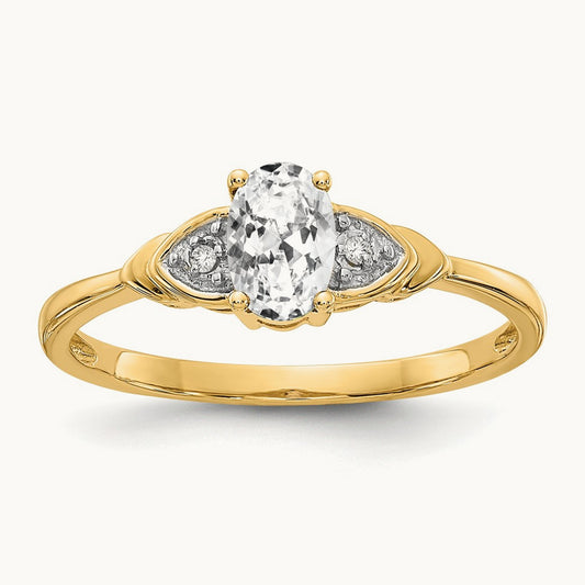 Topaz and Diamond Ring — 14K Yellow Gold, 7