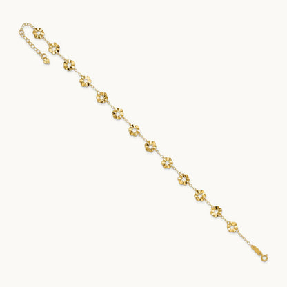 Adjustable Flower 10in Plus 1in ext. Anklet, 14K
