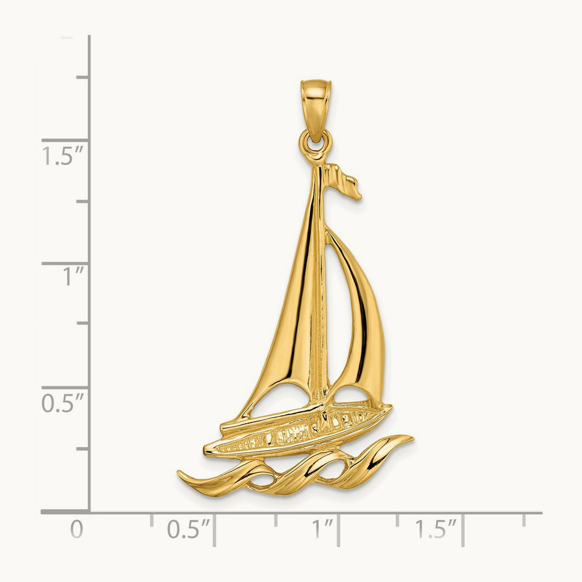 Sailboat with Waves Pendant, 14K