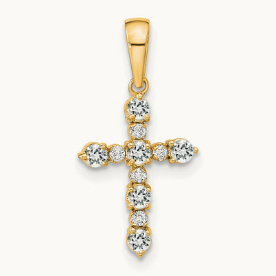 Topaz and Diamond Cross Pendant, 14K White