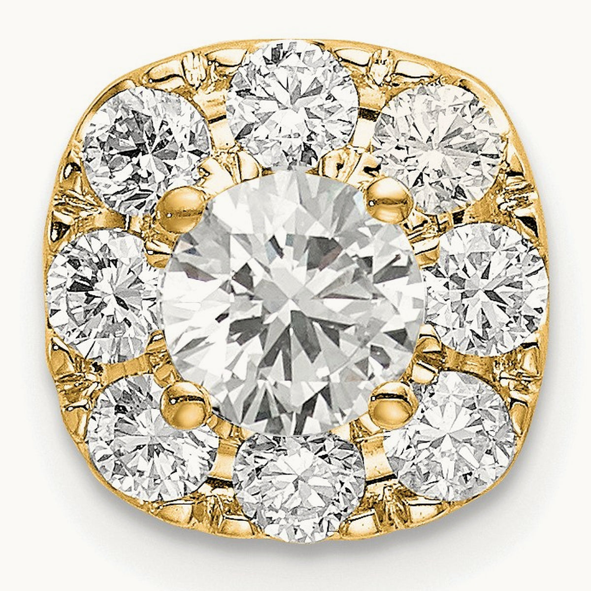 Cushion Halo Slide Pendant, 0.25-1.00 ct tw Lab-Grown Diamond — 1 ct, 14K Yellow Gold