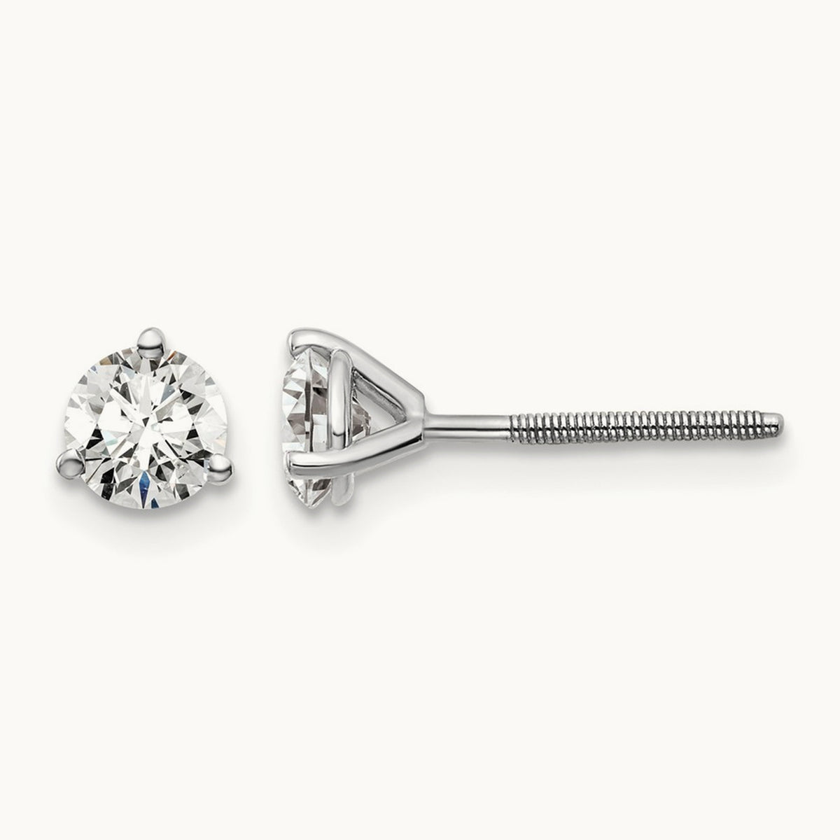 Round Stud Earrings, 0.10-6.00 ct tw Lab-Grown Diamond — 3/4 ct, 18K White Gold