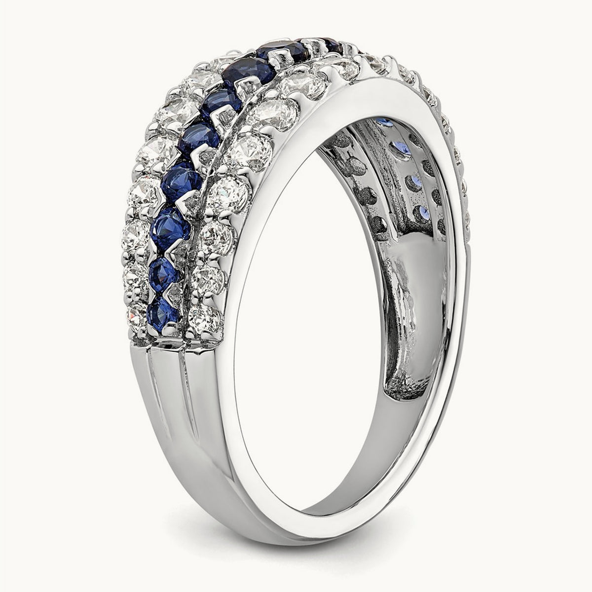 Created Sapphire Ring, 1.00 ct tw Lab-Grown Diamond