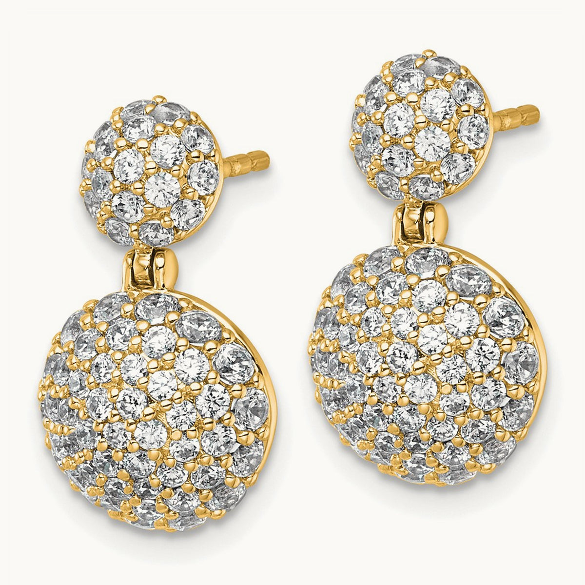 Pave Ball Dangle Post Earrings, 2.00 ct tw Lab-Grown Diamond — 14K Yellow Gold