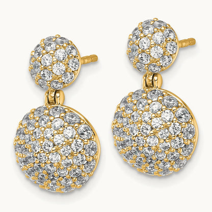 Pave Ball Dangle Post Earrings, 2.00 ct tw Lab-Grown Diamond — 14K Yellow Gold