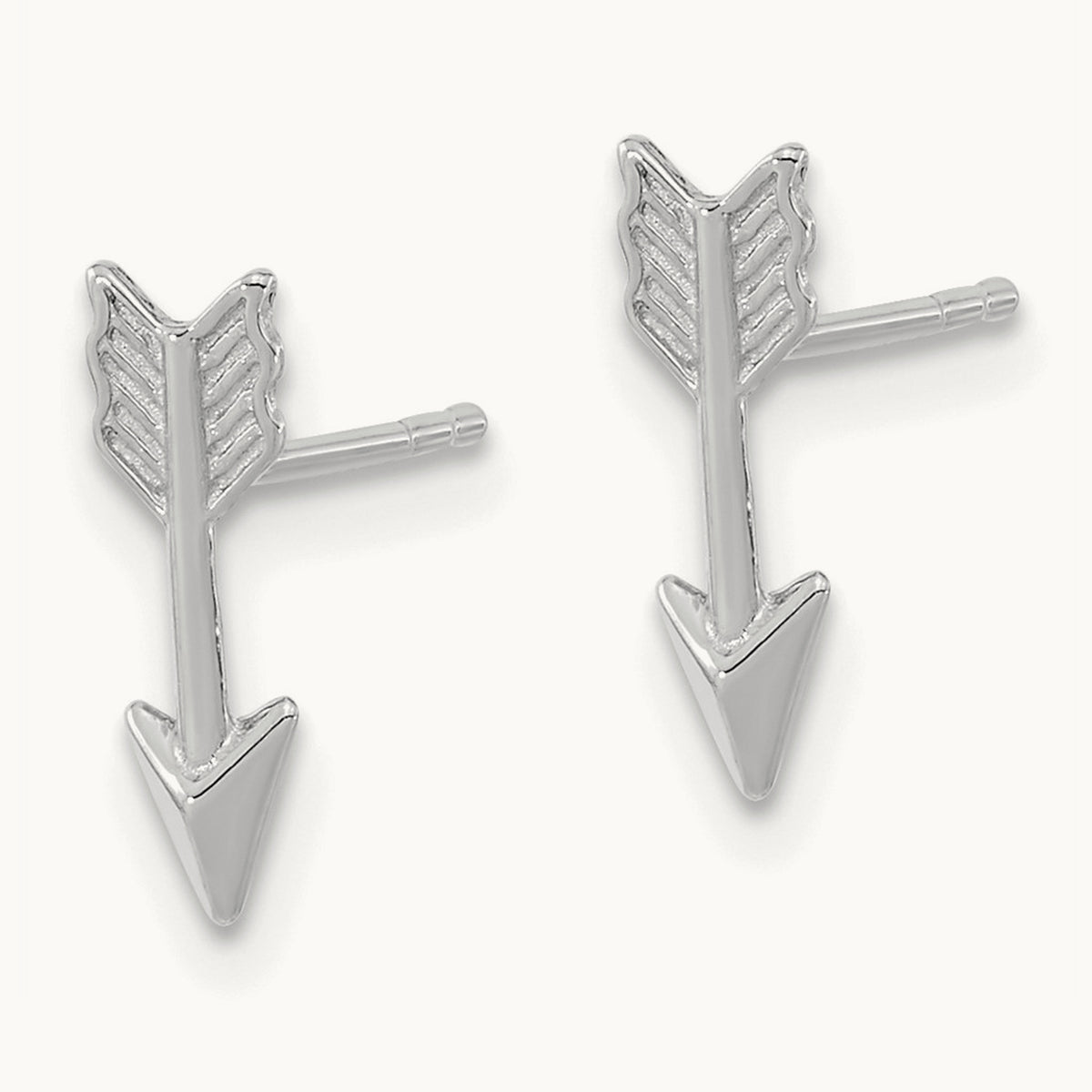 Polished Arrow Post Earrings — 14K White Gold