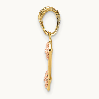 MOMMY-ME Break-apart Heart Pendant, 14K Two-tone