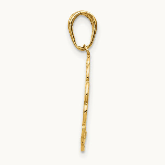 Hummingbird w/Flower in Frame Pendant, 14K