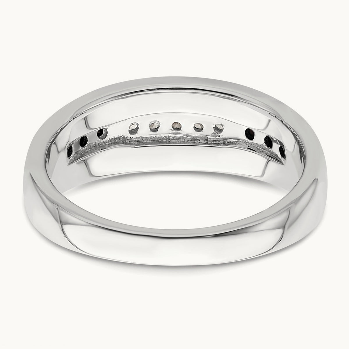 Complete White and Black Diamond Men's Ring, 14K White Gold