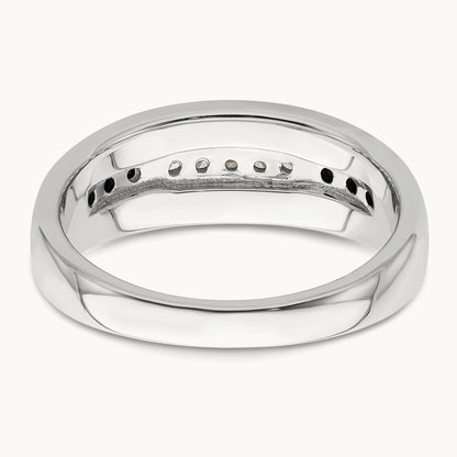 Complete White and Black Diamond Men's Ring, 14K White Gold