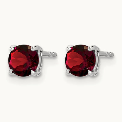 Round Garnet Earrings — 5.2mm