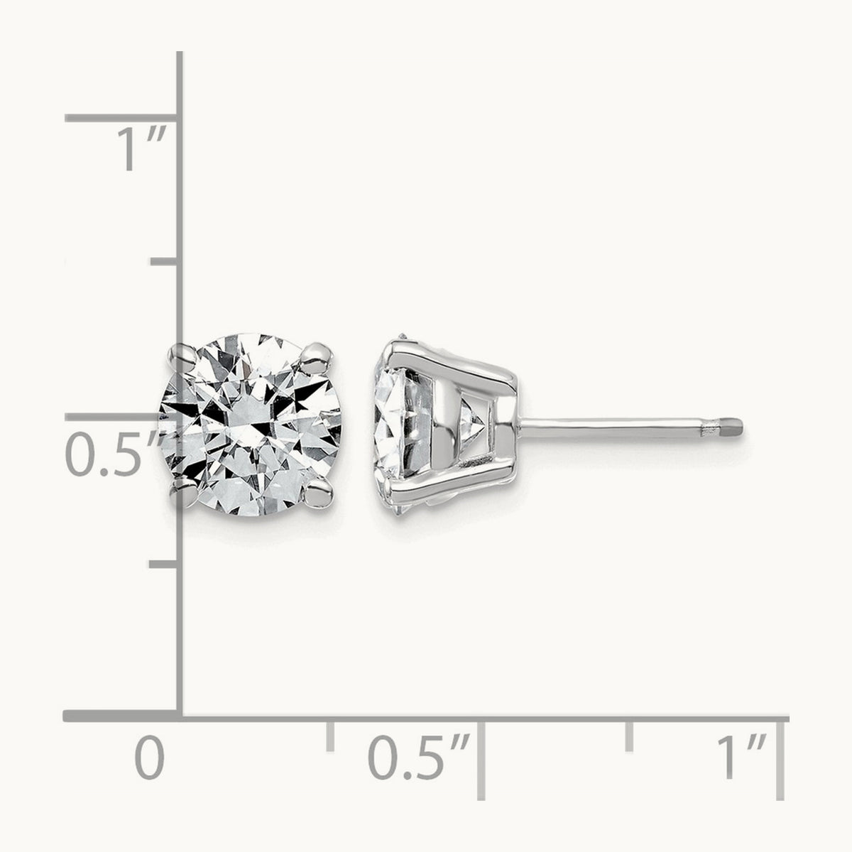Round Angled Stud Earrings, 0.50-4.00 ct tw Lab-Grown Diamond — 4 ct, 14K White Gold