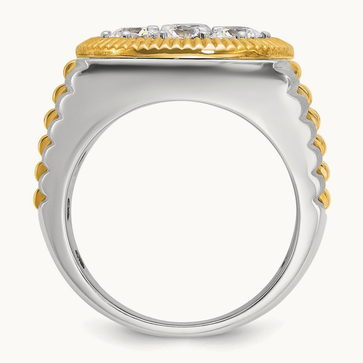 Ribbed Men's Cluster Ring, 3.00 ct tw Lab-Grown Diamond