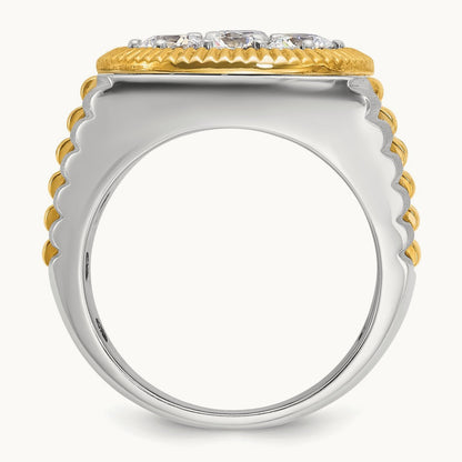 Ribbed Men's Cluster Ring, 3.00 ct tw Lab-Grown Diamond