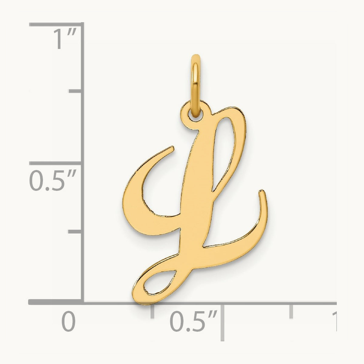 Medium Fancy Script Initial Charm — 14K Yellow Gold, L