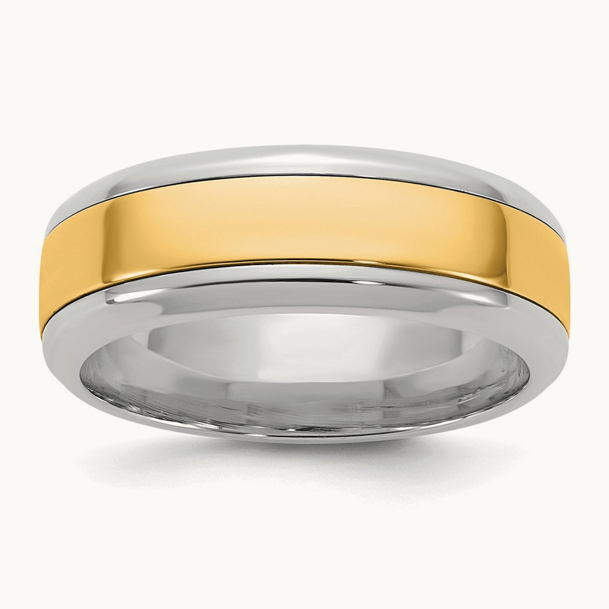 W/Y Beveled Edge Wedding Band, 7mm, 14K Two-tone