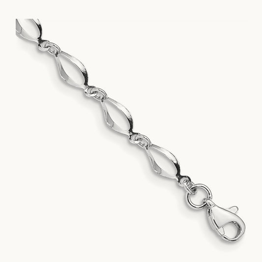 Polished Fancy Link Bracelet — 14K White Gold