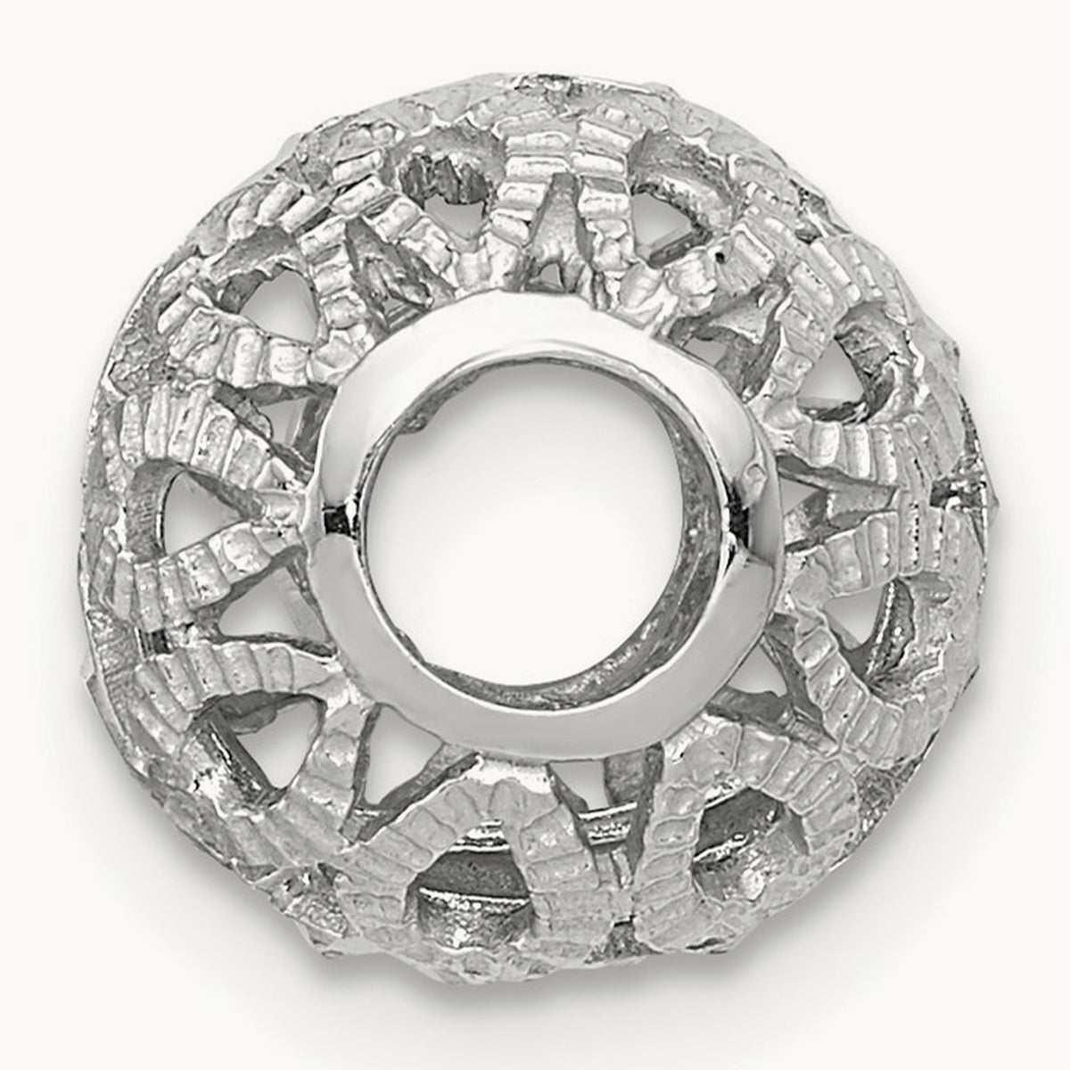 Diamond-cut Filigree Ball Chain Slide — 14K White Gold