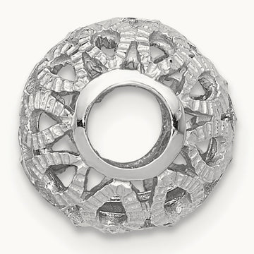 Diamond-cut Filigree Ball Chain Slide — 14K White Gold