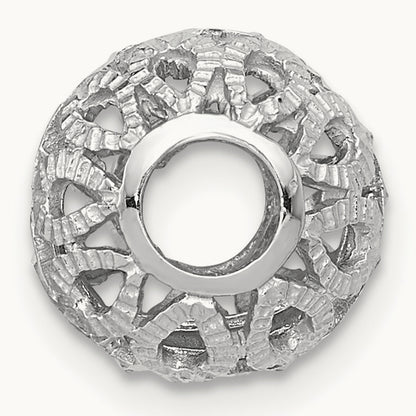 Diamond-cut Filigree Ball Chain Slide — 14K White Gold