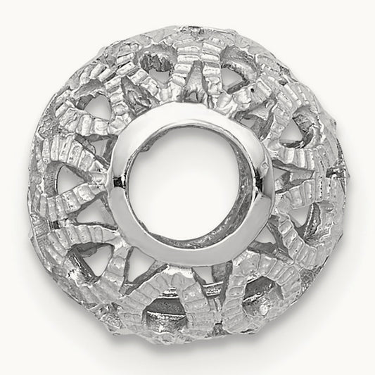 Diamond-cut Filigree Ball Chain Slide — 14K White Gold