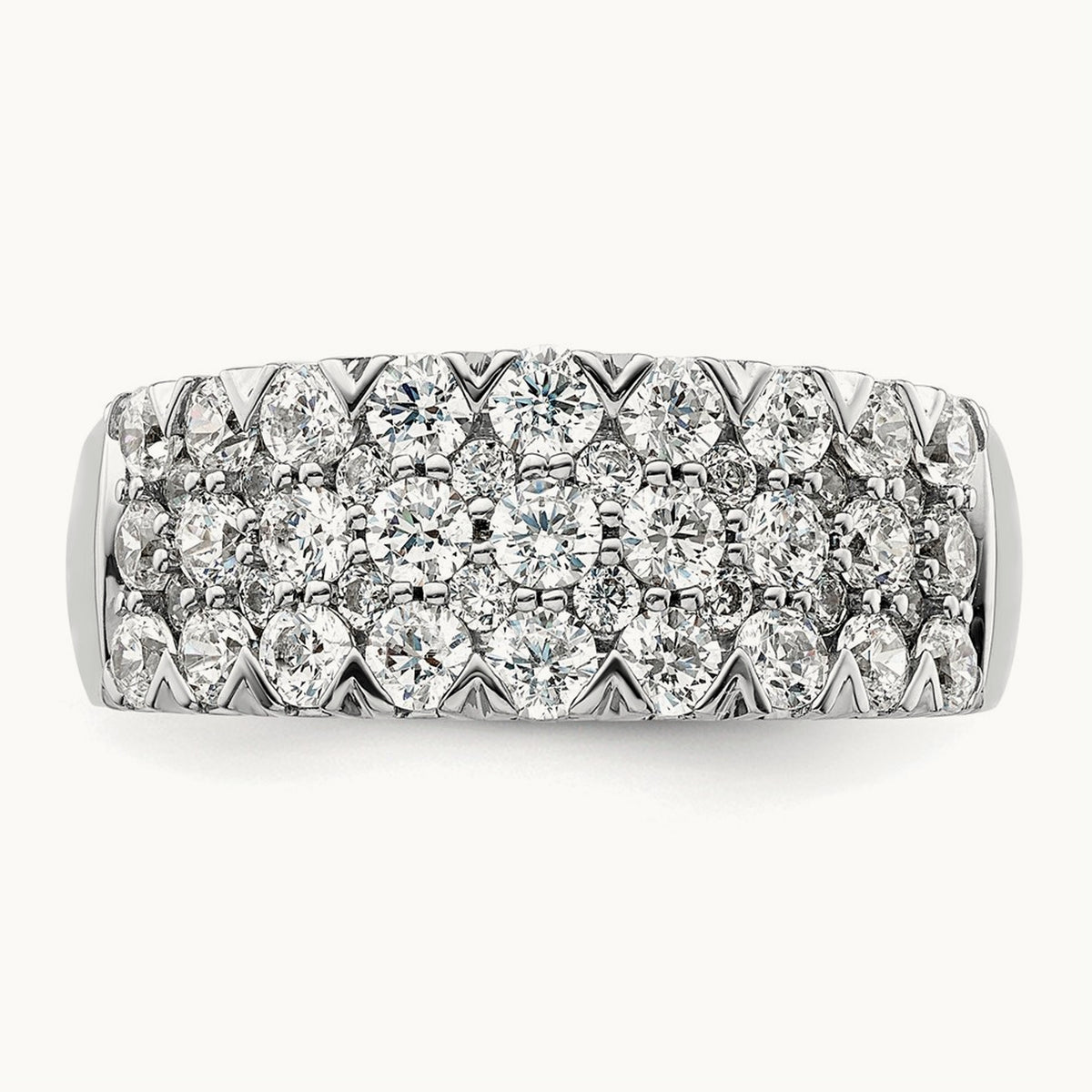 Triple Row Band, 1.50-3.00 ct tw Lab-Grown Diamond — 1 1/2 ct, 14K White Gold, 7