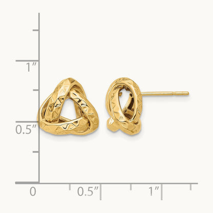 Polished and Diamond-cut Triangle Love Knot Post Earrings, 14K — Leslie's