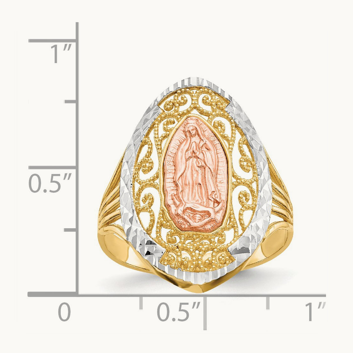 w/White Rhodium Filigree Guadalupe Ring, 14K Two-tone