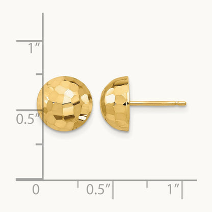 Polished Diamond-cut Button Post Earrings — 14K Yellow Gold