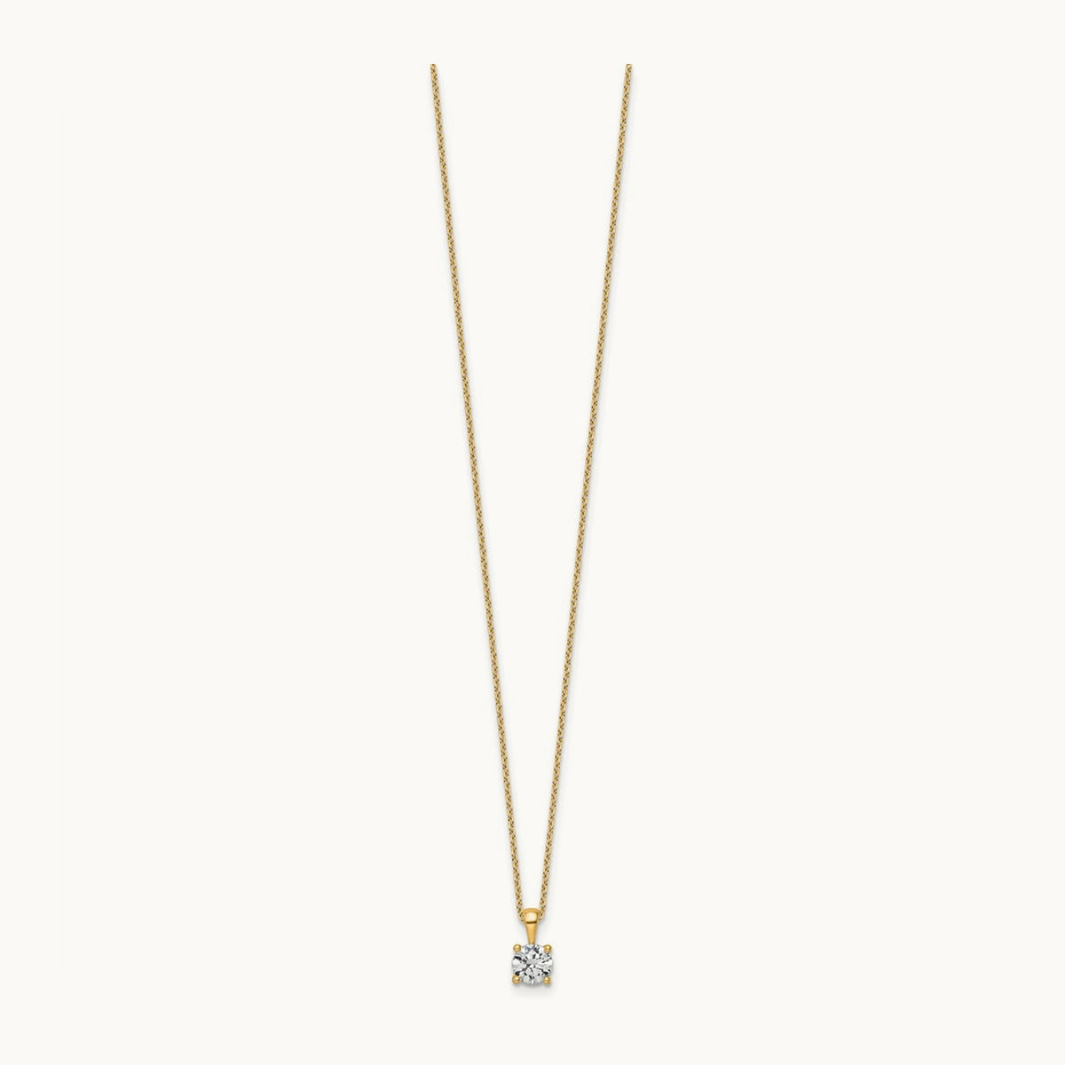 Four-Prong Pendant Necklace, 0.50-2.00 ct tw Lab-Grown Diamond — 3/4 ct, 14K Yellow Gold